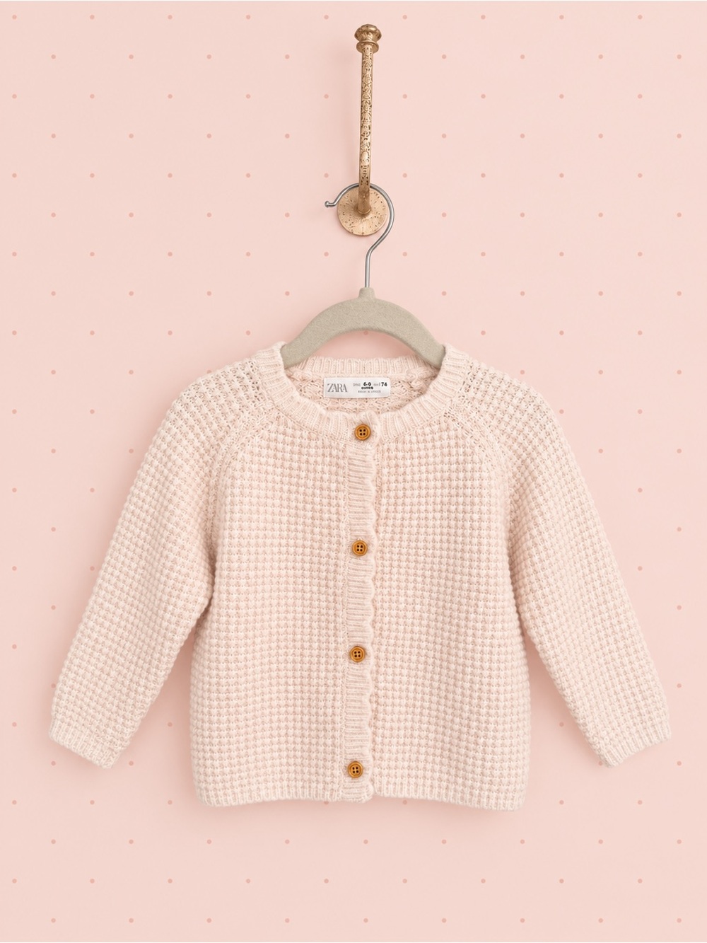 Zara Soft Cream Knit Cardigan with Wooden Buttons